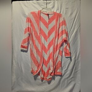 Vanity Pink and White Chevron Cardigan